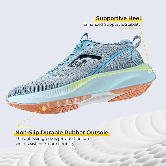 FitVille Mens Walking Shoes Wide Width Sneakers for Men Wide Toe Box Running Shoes with Arch Support for Plantar Fasciitis - JetCore V1 Blue With Sunrise