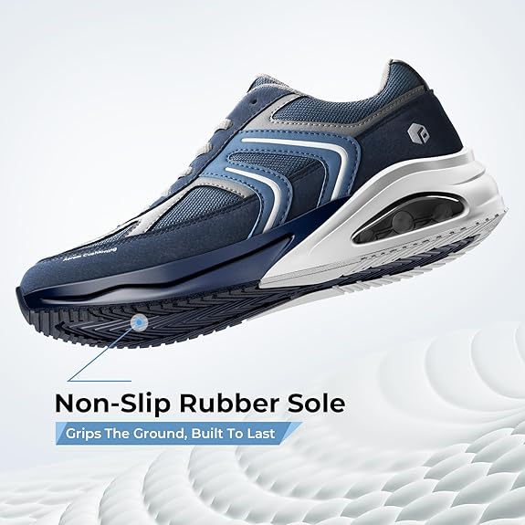 FitVille Men's Extra Wide Walking Shoes Wide Width Air Cushion Cross Training Sneakers for Heel Pain Relief Plantar Fasciitis Navy Blue